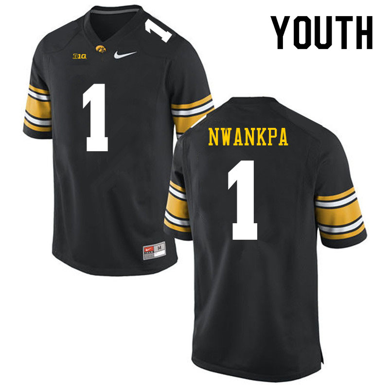 Youth #1 Xavier Nwankpa Iowa Hawkeyes College Football Jerseys Sale-Black
